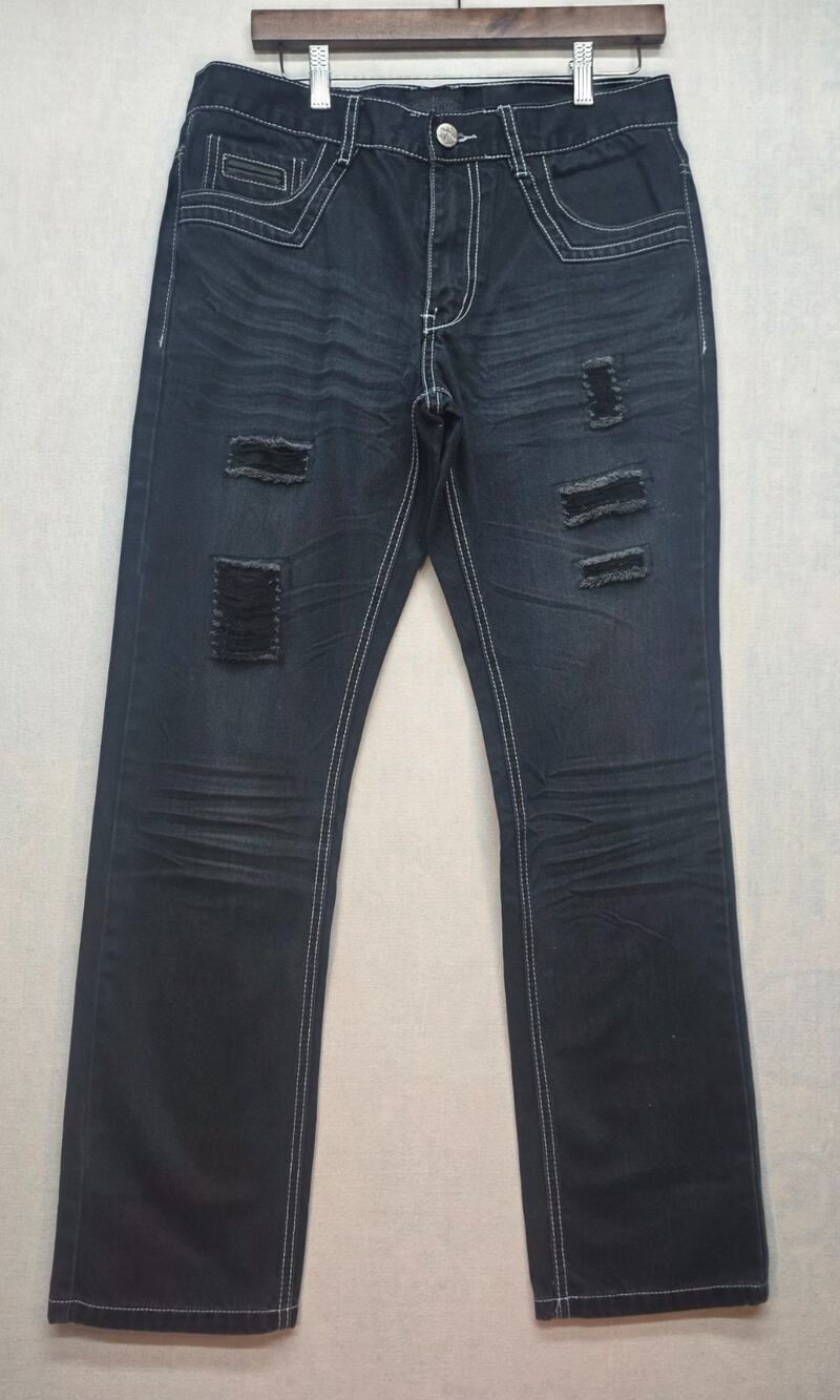 Montero Jeans‎ Men's Black Thick White Stitch Weatern Denim Bootcut Pants 32x30